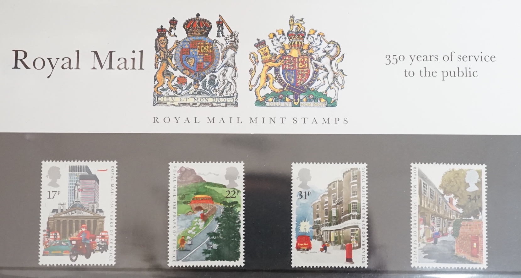 Great Britain stamp presentation packs in seven albums, loose mostly 1970-1990's